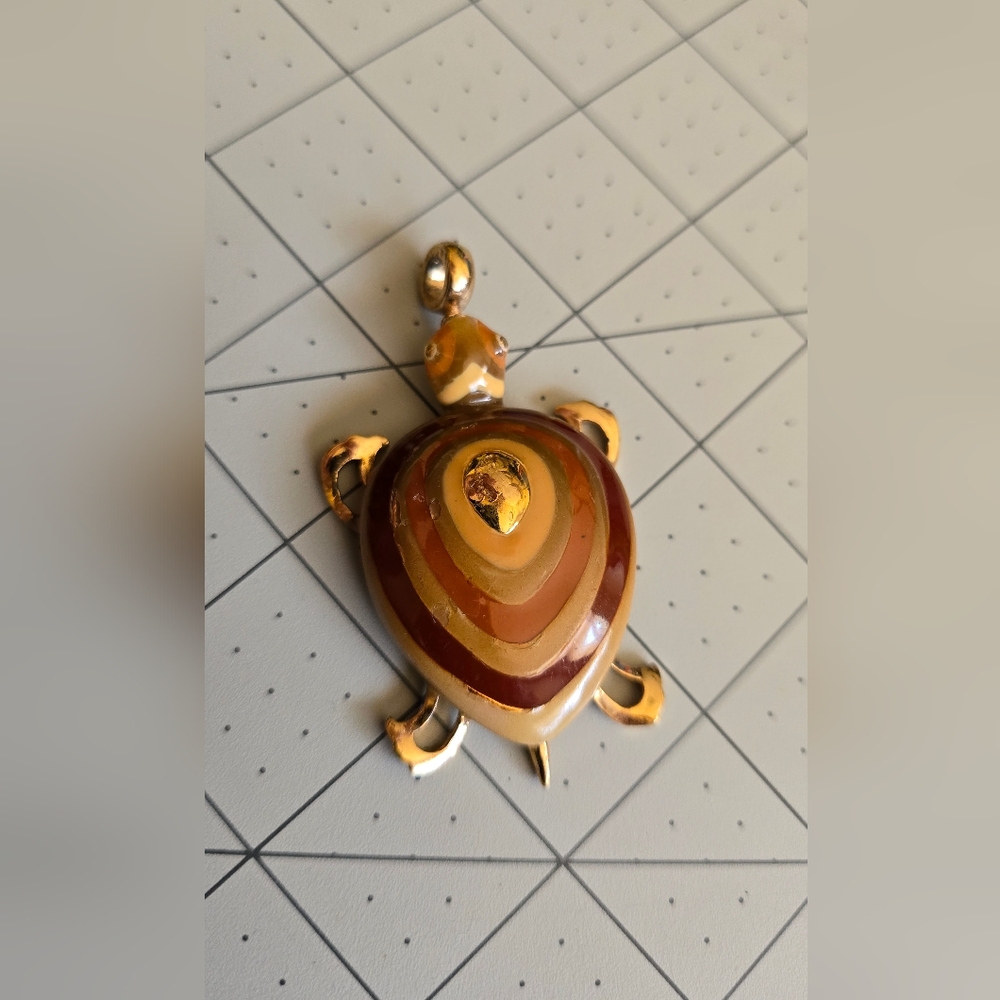 Gold and Brown Eisenberg Turtle Pendant